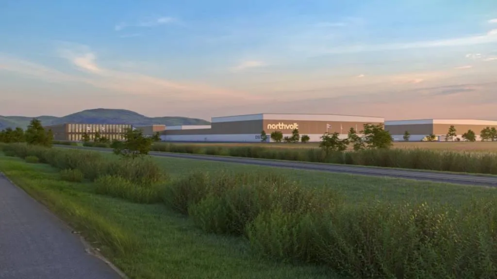 Rendering of Northvolt Six battery factory in Quebec, Canada